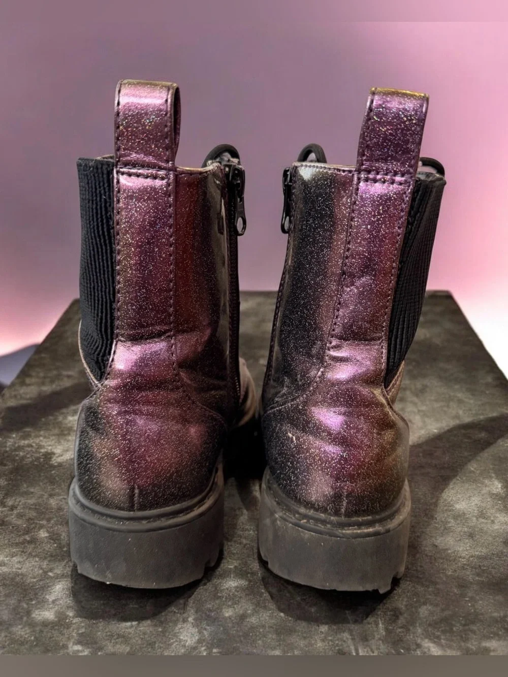 Art Class Rochelle Purple Sparkle Girls Combat Style Boots Size 1